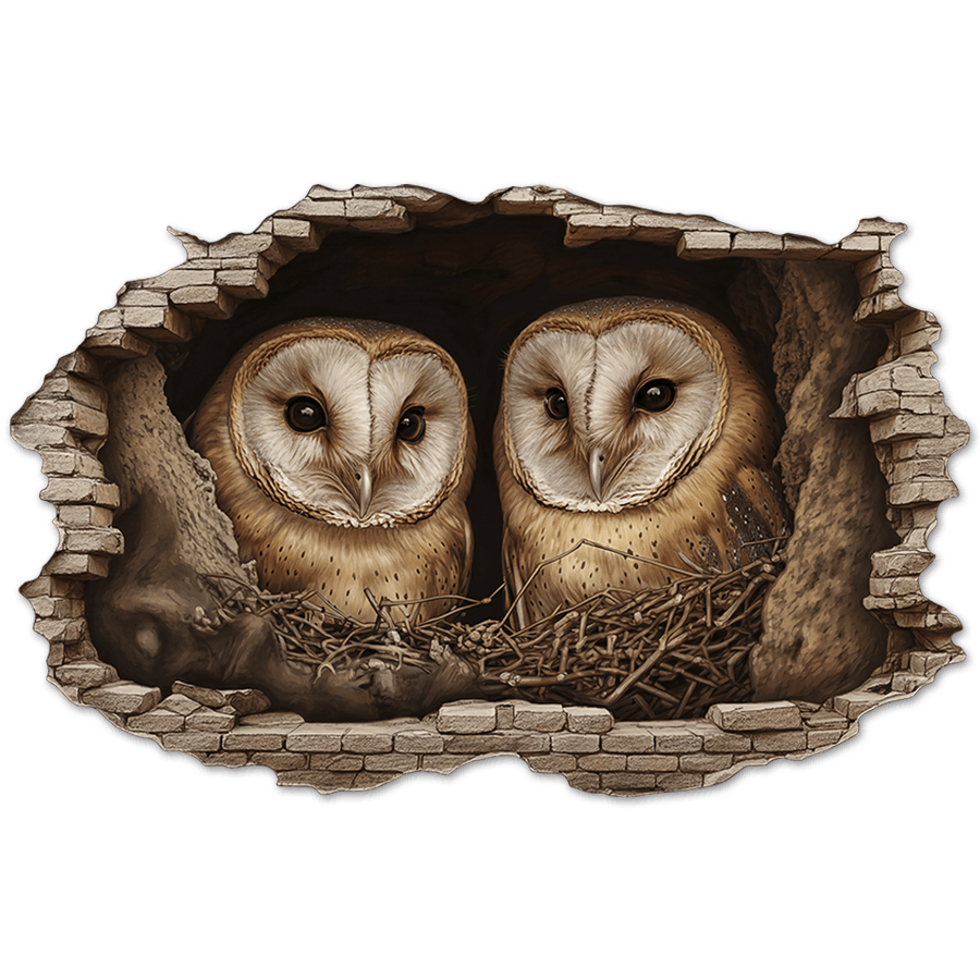 Wall Stickers: Wall Hole Barn Owls Nest