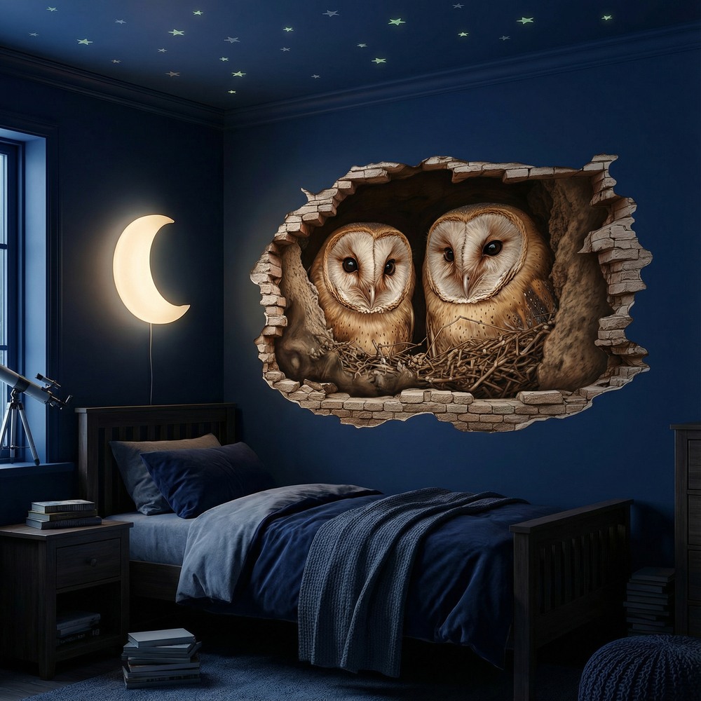 Wall Stickers: Wall Hole Barn Owls Nest