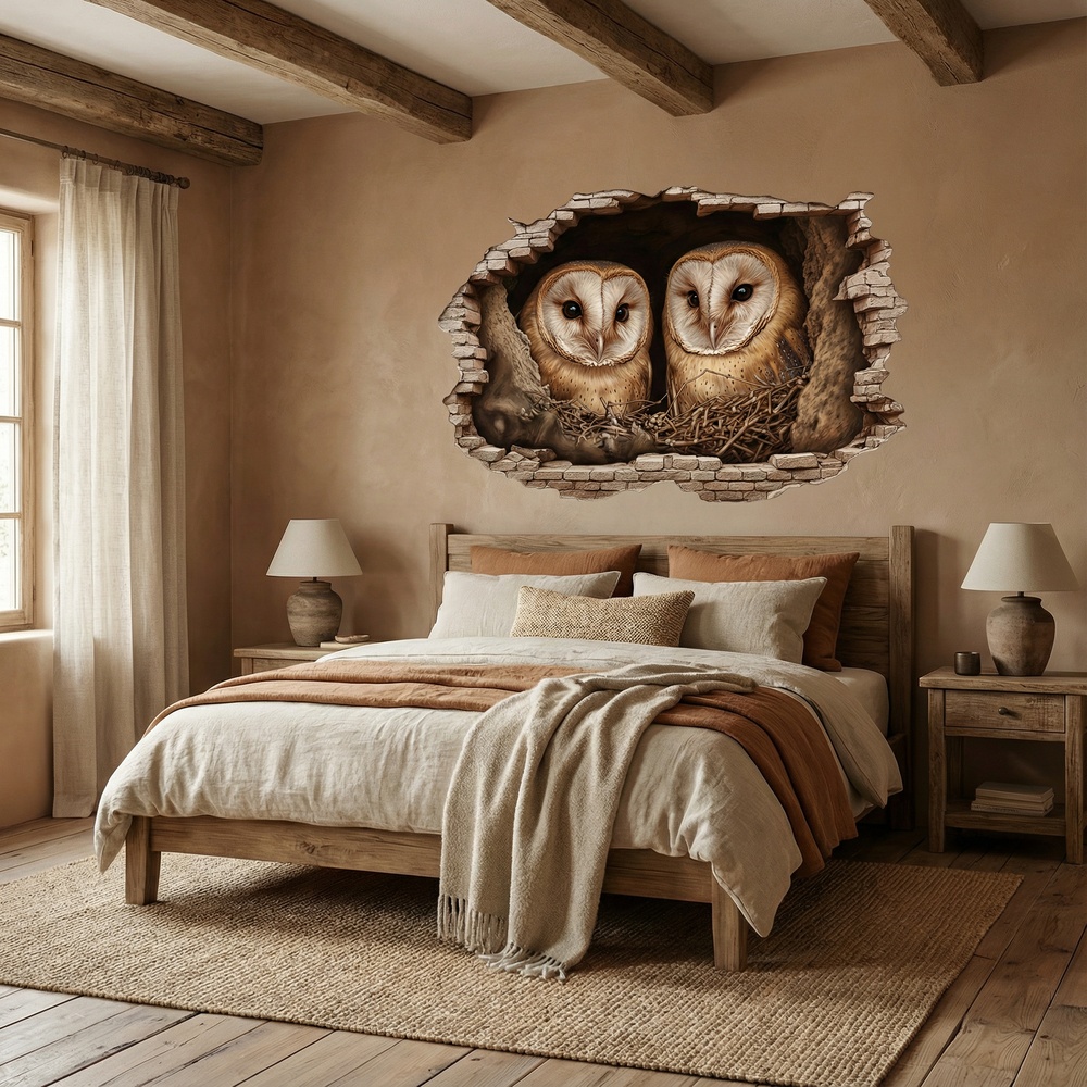 Wall Stickers: Wall Hole Barn Owls Nest