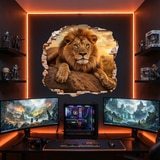 Wall Stickers: Wall Hole Lion Sunset 4