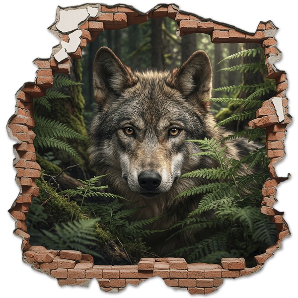 Wall Stickers: Wall Hole Wolf Forest