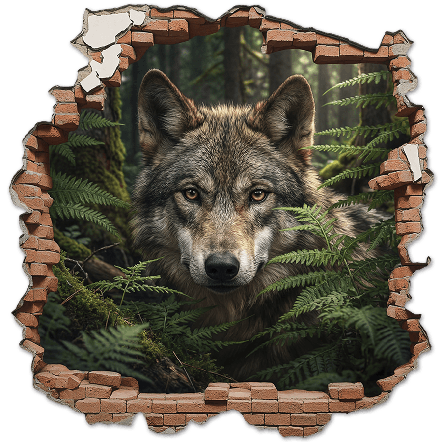 Wall Stickers: Wall Hole Wolf Forest