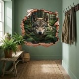 Wall Stickers: Wall Hole Wolf Forest 4