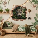 Wall Stickers: Wall Hole Wolf Forest 7