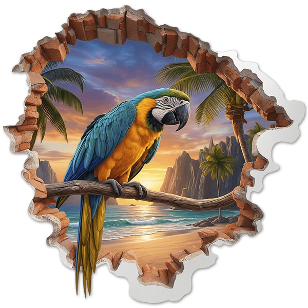 Wall Stickers: Wall Hole Tropical Macaw