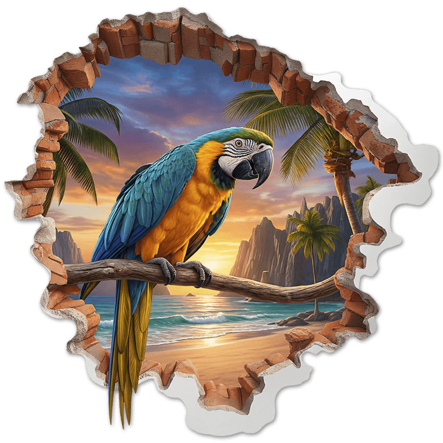 Wall Stickers: Wall Hole Tropical Macaw