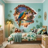 Wall Stickers: Wall Hole Tropical Macaw 3