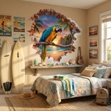 Wall Stickers: Wall Hole Tropical Macaw 6