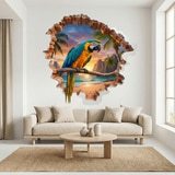 Wall Stickers: Wall Hole Tropical Macaw 9