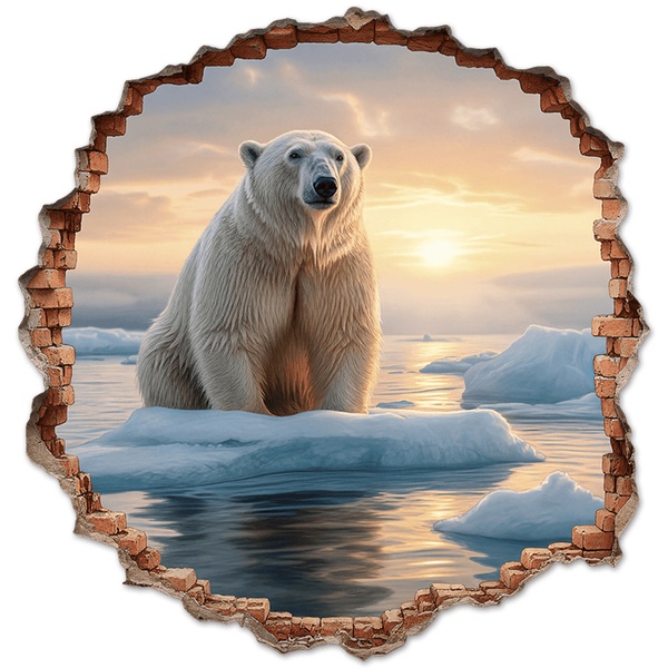 Wall Stickers: Wall Hole Polar Bear