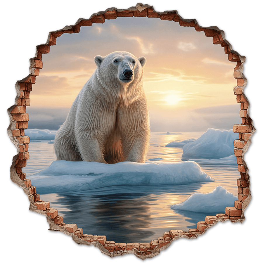 Wall Stickers: Wall Hole Polar Bear