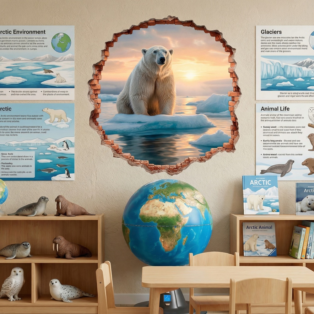 Wall Stickers: Wall Hole Polar Bear