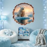 Wall Stickers: Wall Hole Polar Bear 6