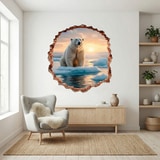 Wall Stickers: Wall Hole Polar Bear 8