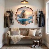 Wall Stickers: Wall Hole Polar Bear 9