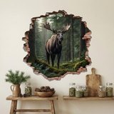 Wall Stickers: Wall Hole Moose Forest 3