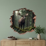 Wall Stickers: Wall Hole Moose Forest 5
