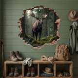 Wall Stickers: Wall Hole Moose Forest 7