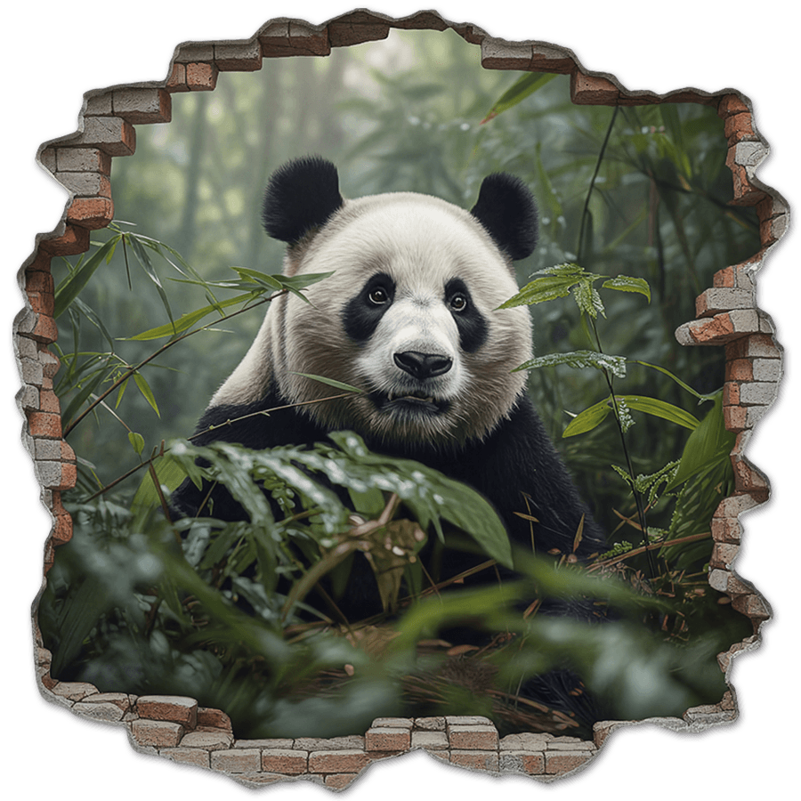 Wall Stickers: Wall Hole Panda Bear