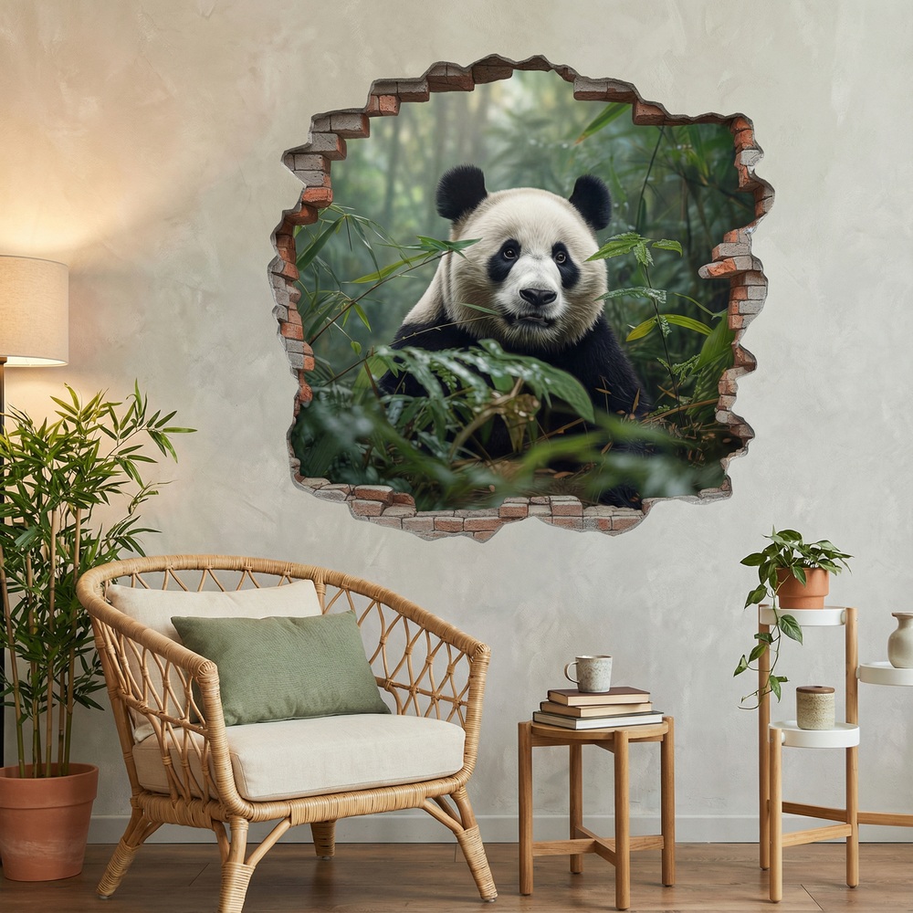 Wall Stickers: Wall Hole Panda Bear