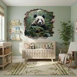 Wall Stickers: Wall Hole Panda Bear 4
