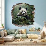 Wall Stickers: Wall Hole Panda Bear 5