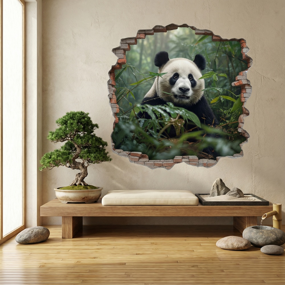 Wall Stickers: Wall Hole Panda Bear