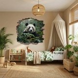 Wall Stickers: Wall Hole Panda Bear 9
