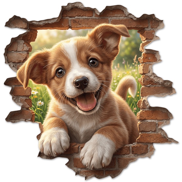 Wall Stickers: Wall Hole Happy Puppy