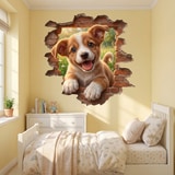 Wall Stickers: Wall Hole Happy Puppy 3