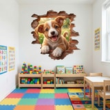 Wall Stickers: Wall Hole Happy Puppy 5