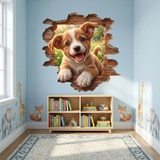 Wall Stickers: Wall Hole Happy Puppy 8