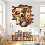 Wall Stickers: Wall Hole Happy Puppy 10