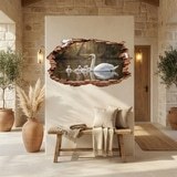 Wall Stickers: Wall Hole Swan Cygnets 5
