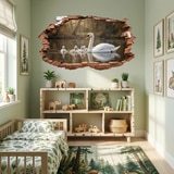 Wall Stickers: Wall Hole Swan Cygnets 7