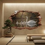 Wall Stickers: Wall Hole Swan Cygnets 8