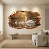 Wall Stickers: Wall Hole Swan Cygnets 11