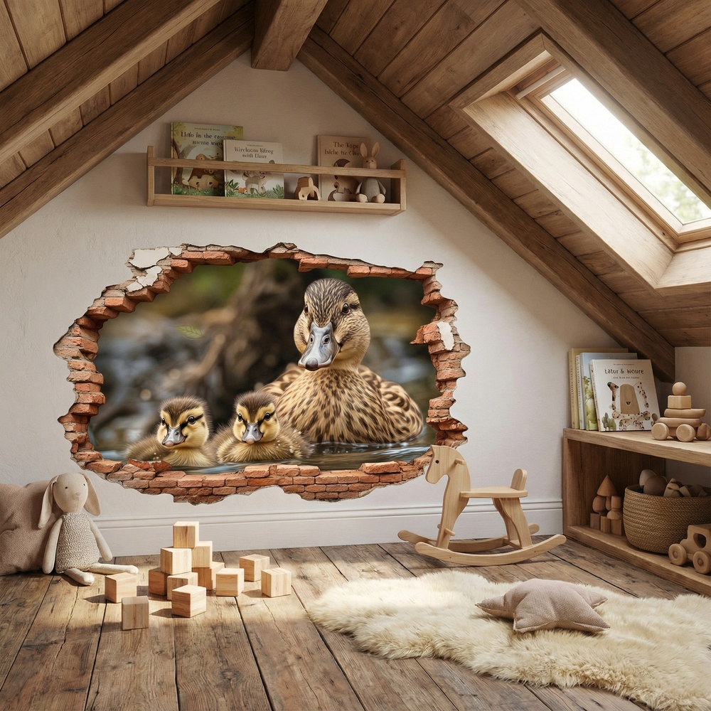 Wall Stickers: Wall Hole Ducklings