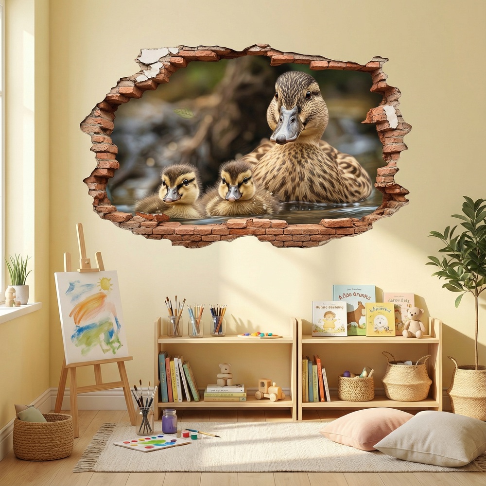 Wall Stickers: Wall Hole Ducklings