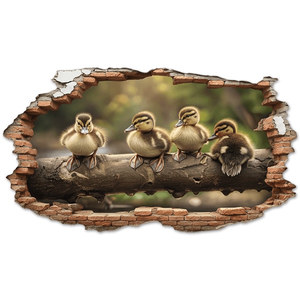 Wall Stickers: Wall Hole Ducklings Log