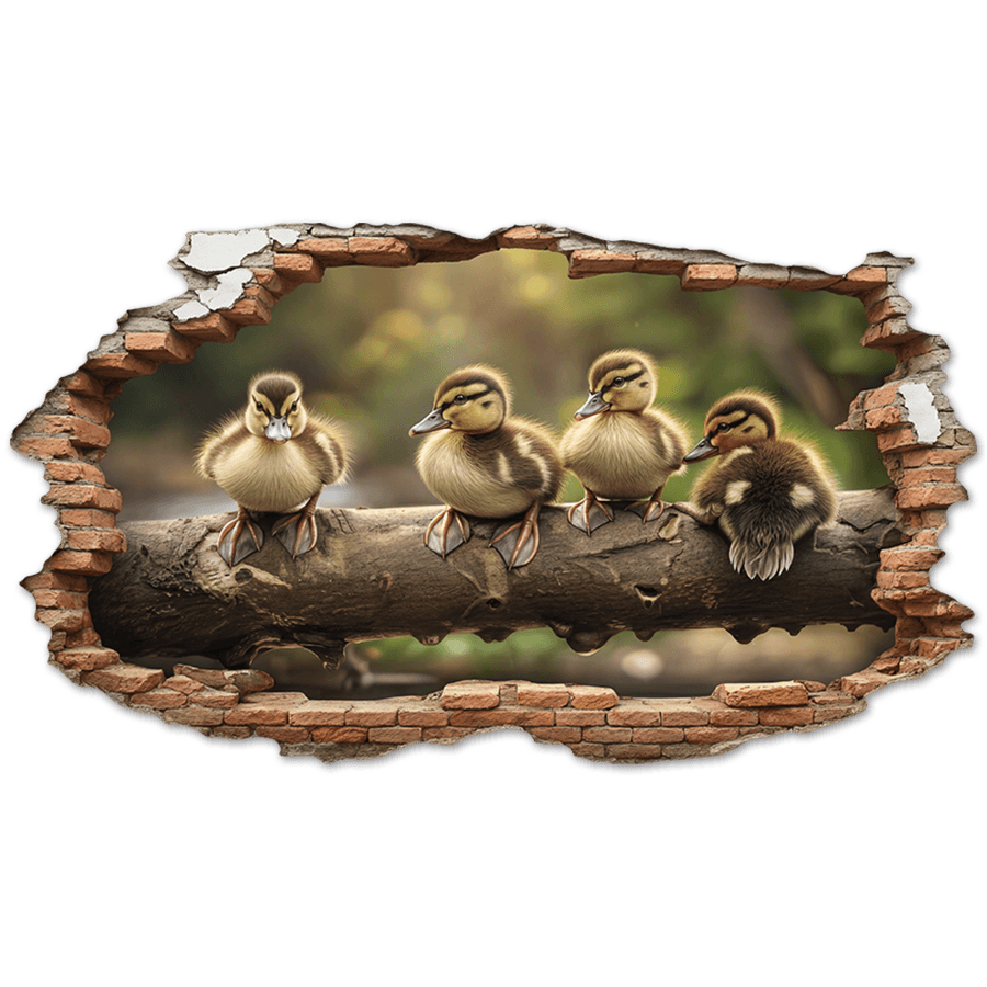 Wall Stickers: Wall Hole Ducklings Log