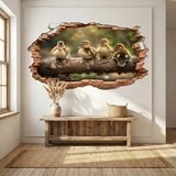 Wall Stickers: Wall Hole Ducklings Log 6