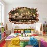 Wall Stickers: Wall Hole Ducklings Log 7