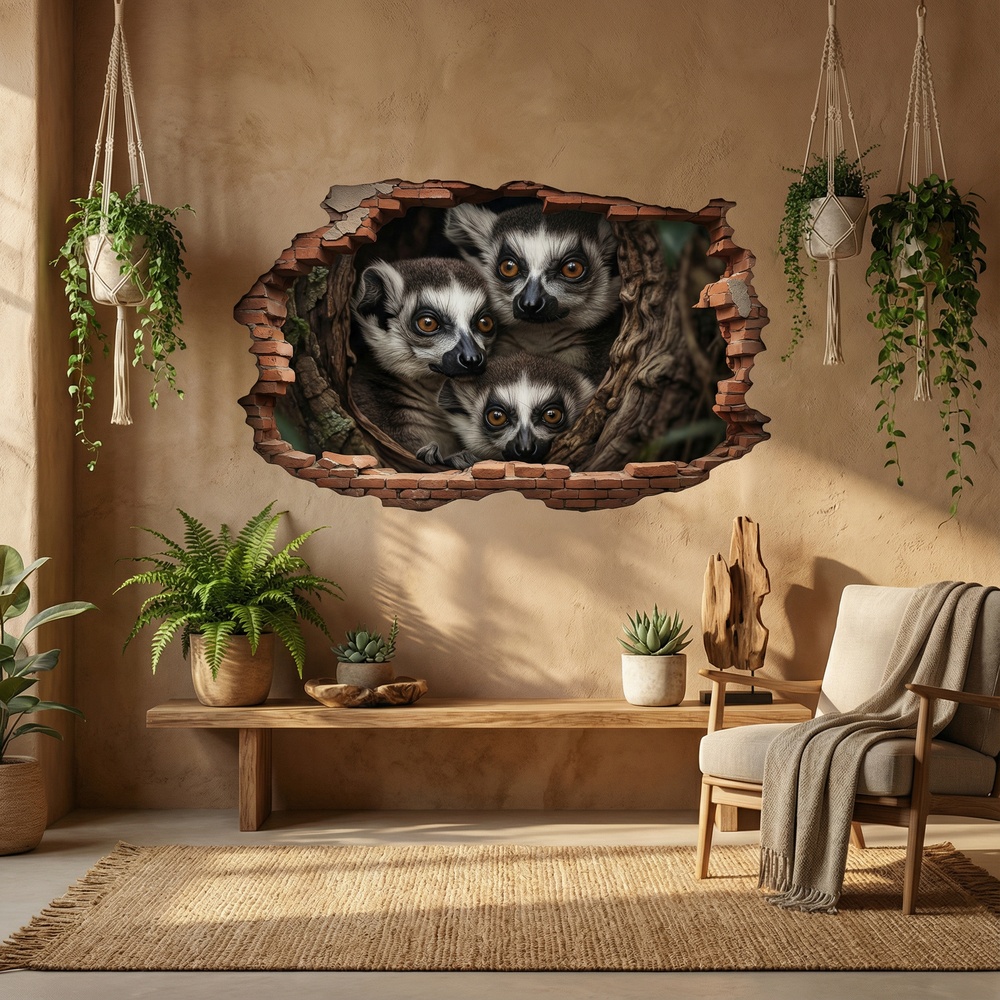Wall Stickers: Wall Hole Lemurs