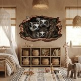 Wall Stickers: Wall Hole Lemurs 3