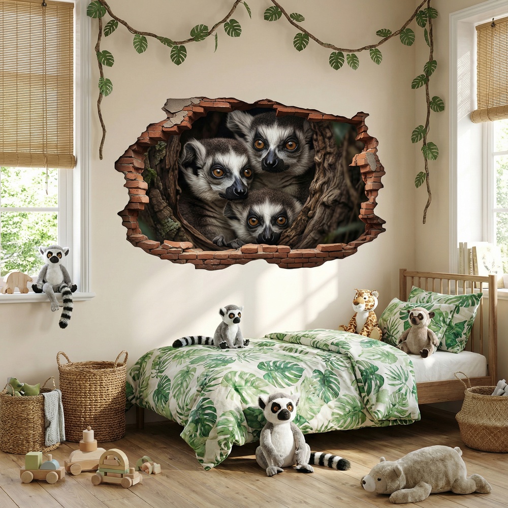Wall Stickers: Wall Hole Lemurs