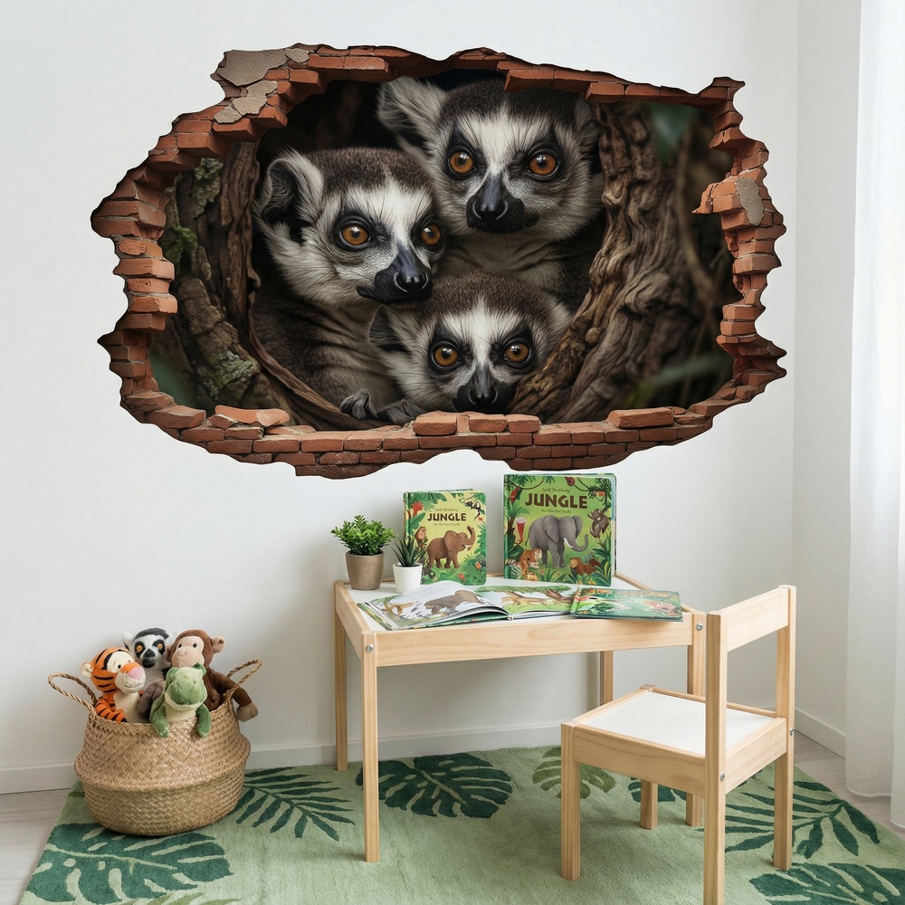 Wall Stickers: Wall Hole Lemurs
