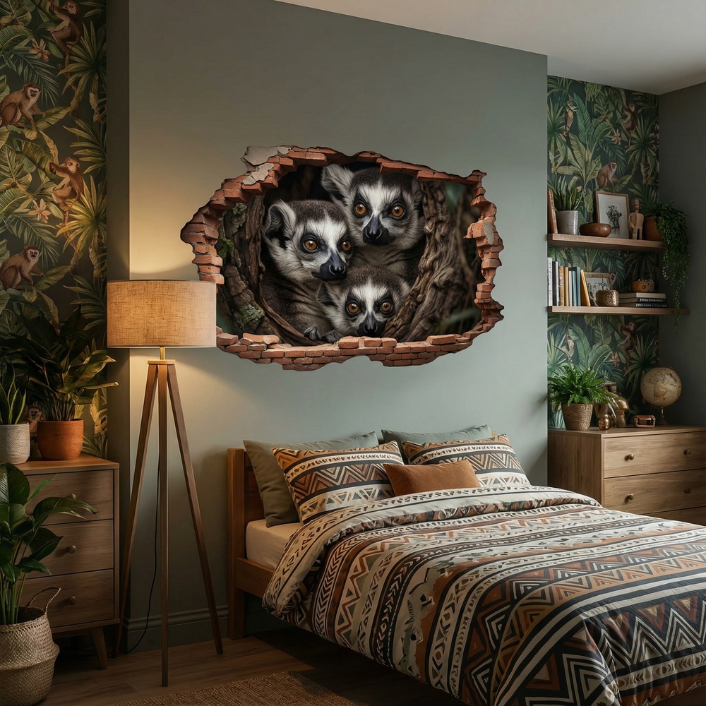Wall Stickers: Wall Hole Lemurs