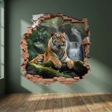 Wall Stickers: Wall Hole Tiger Waterfall 4