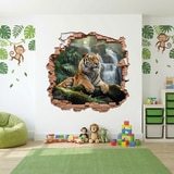 Wall Stickers: Wall Hole Tiger Waterfall 5